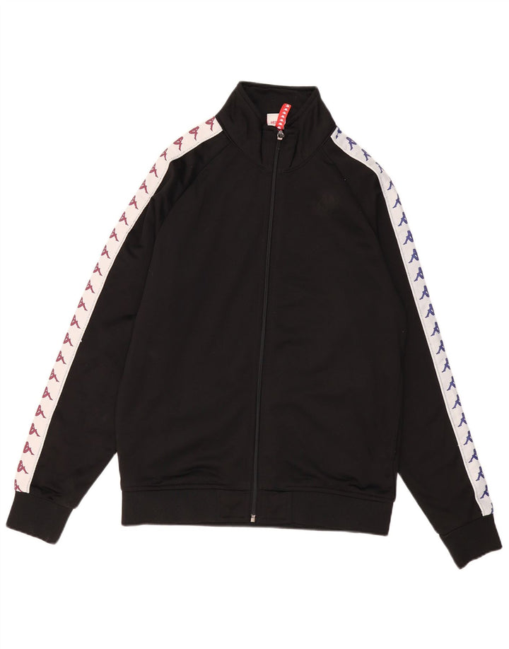 KAPPA Mens Graphic Tracksuit Top Jacket Medium Black Colourblock Polyester