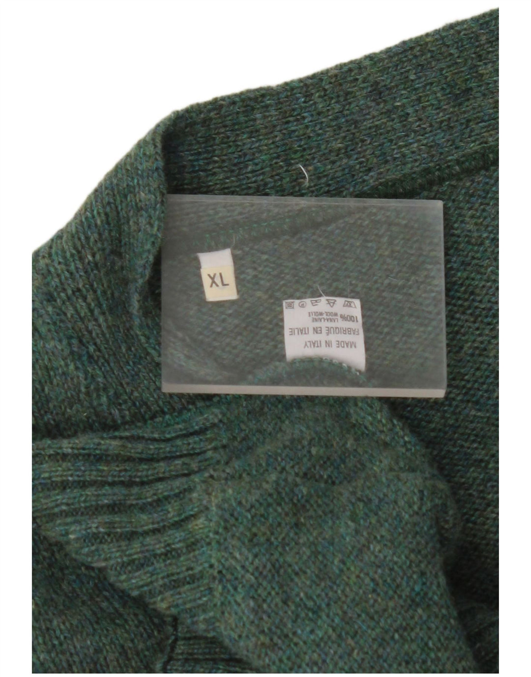 VINTAGE Mens Cardigan Sweater XL Green Wool