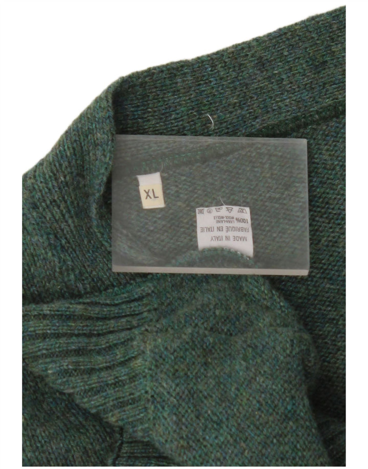 VINTAGE Mens Cardigan Sweater XL Green Wool