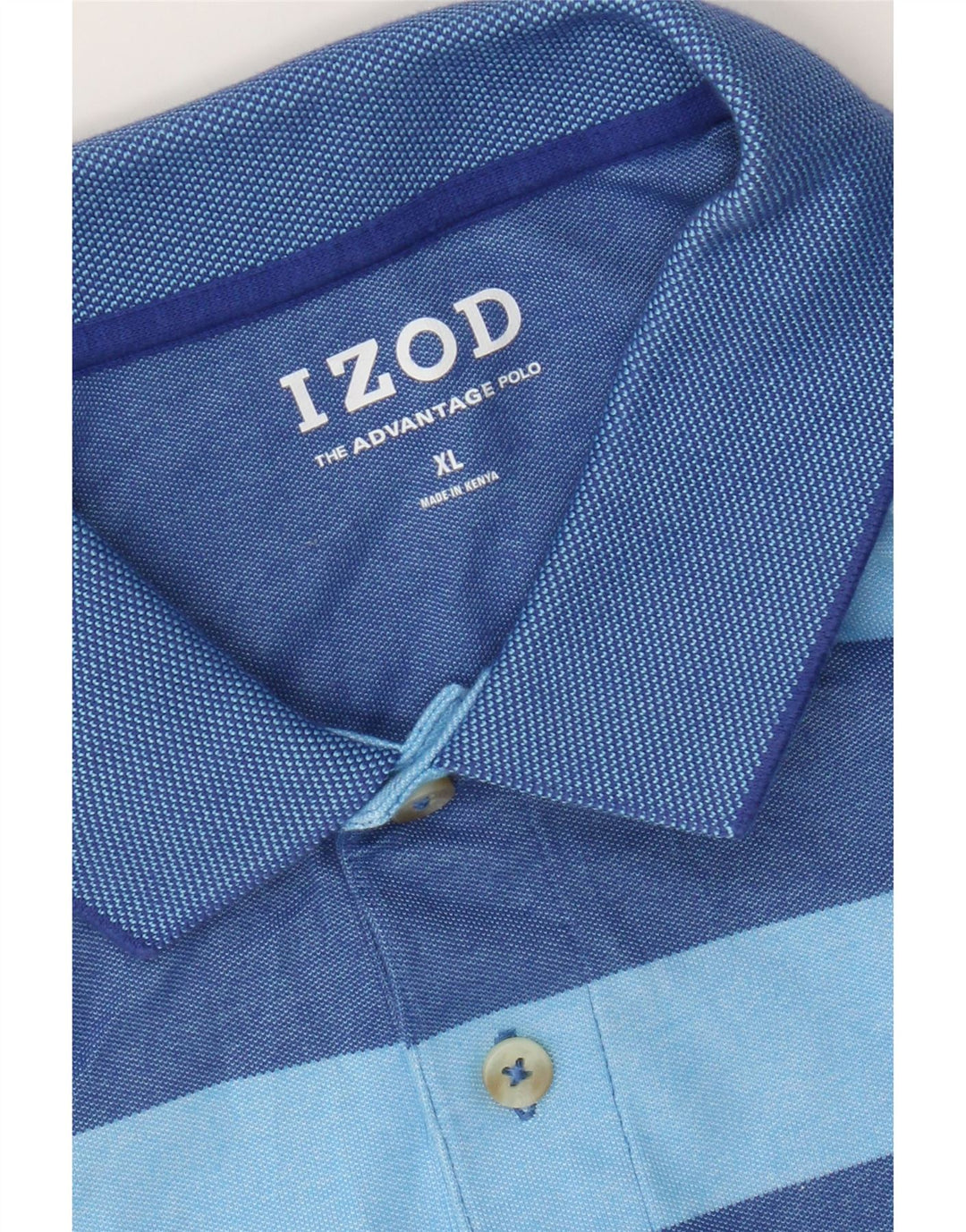 IZOD Mens Polo Shirt XL Blue Striped Vintage Izod and Second-Hand Izod from Messina Hembry 