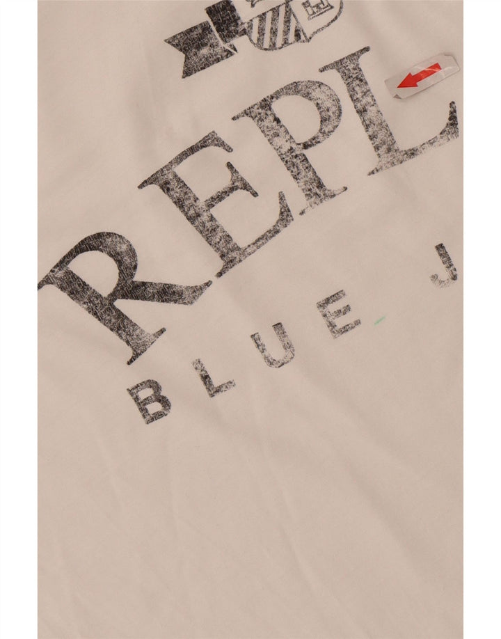 Replay Mens Graphic T-Shirt Top Large White