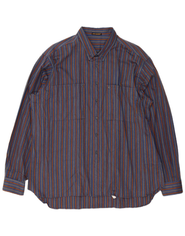 Vintage Mens Shirt Size 19 47 3XL Blue Striped Cotton