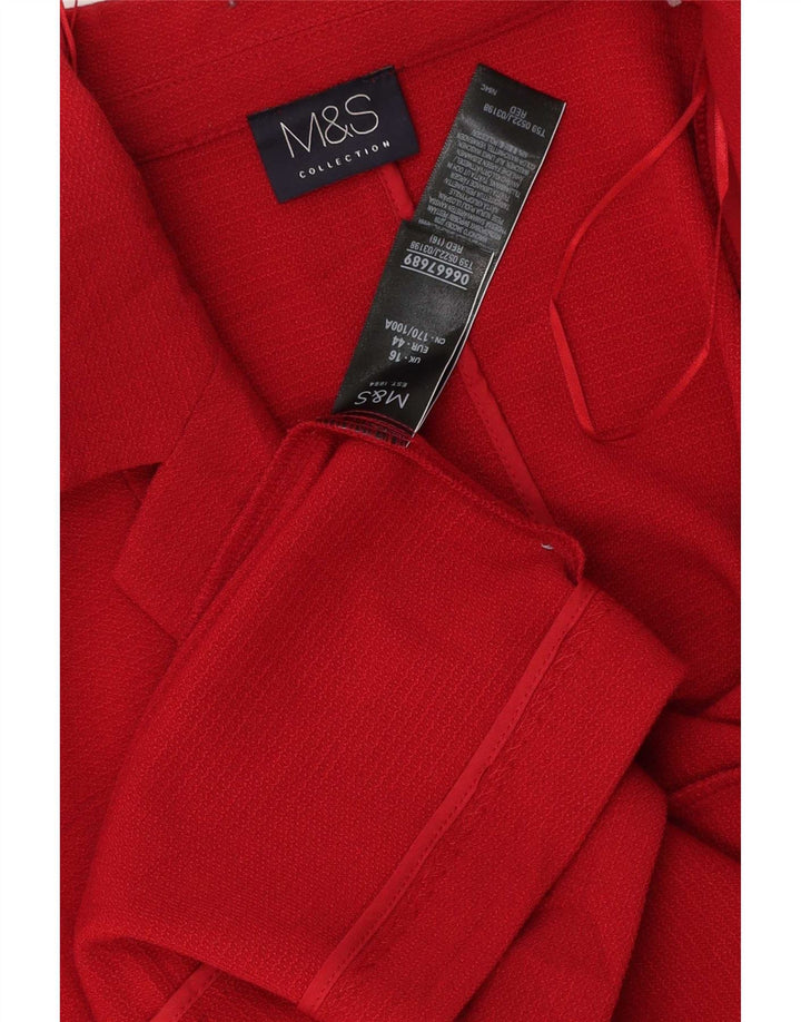 Marks & Spencer Womens Open Blazer Jacket UK 16 Large Red Polyester