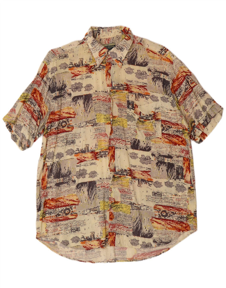 JAMES DILLON Mens Abstract Pattern Shirt Large Multicoloured Hawaiian