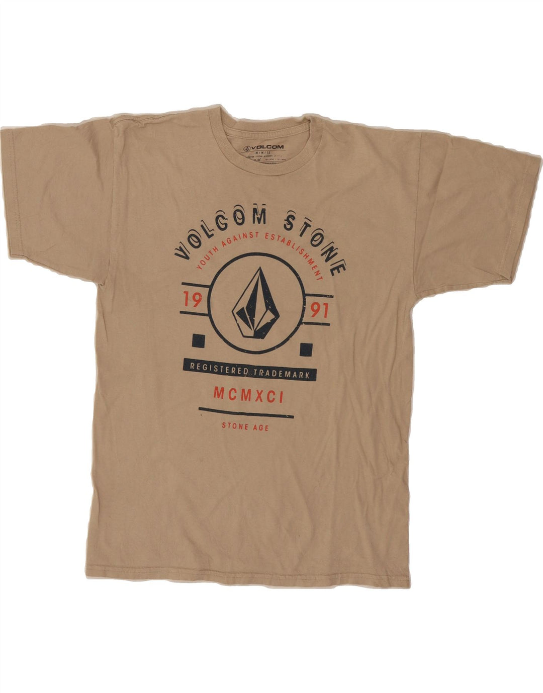 VOLCOM Womens Graphic T-Shirt Top UK 14 Medium Brown Cotton Vintage Volcom and Second-Hand Volcom from Messina Hembry 