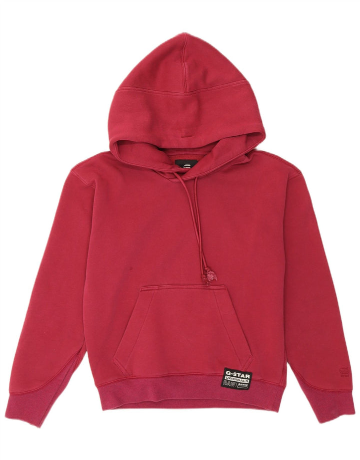G-STAR Womens Oversized Hoodie Jumper UK 6 XS Burgundy Cotton