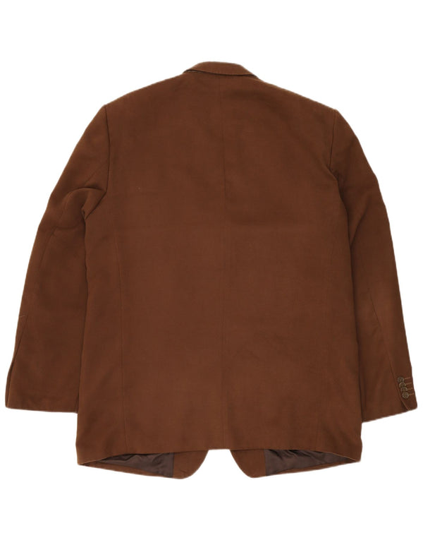 ROBBIE Mens 3 Button Blazer Jacket UK 42 XL Brown Polyester