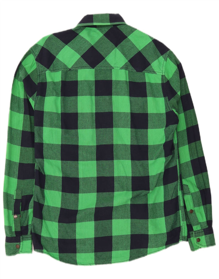 JNCO Mens Flannel Shirt Small Green Gingham Cotton Classic