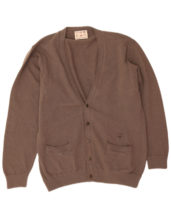 Vintage Mens Cardigan Sweater 2XL Brown Wool