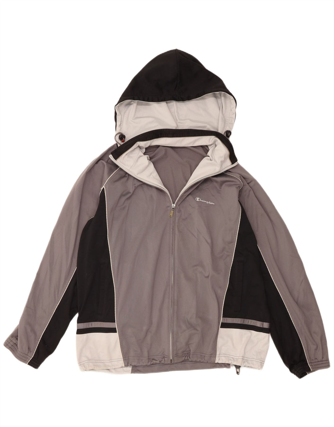 Champion Mens Hooded Tracksuit Top Jacket XL Grey Colourblock Polyester