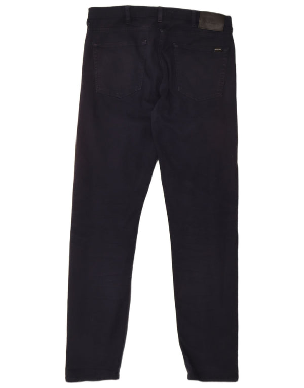 Paul Smith Mens Skinny Casual Trousers W32 L32 Navy Blue Cotton