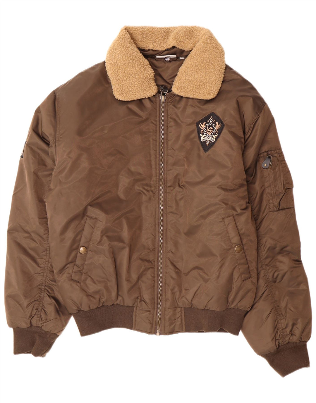 Identic Mens Padded Bomber Jacket IT 52/54 Large Brown Polyamide