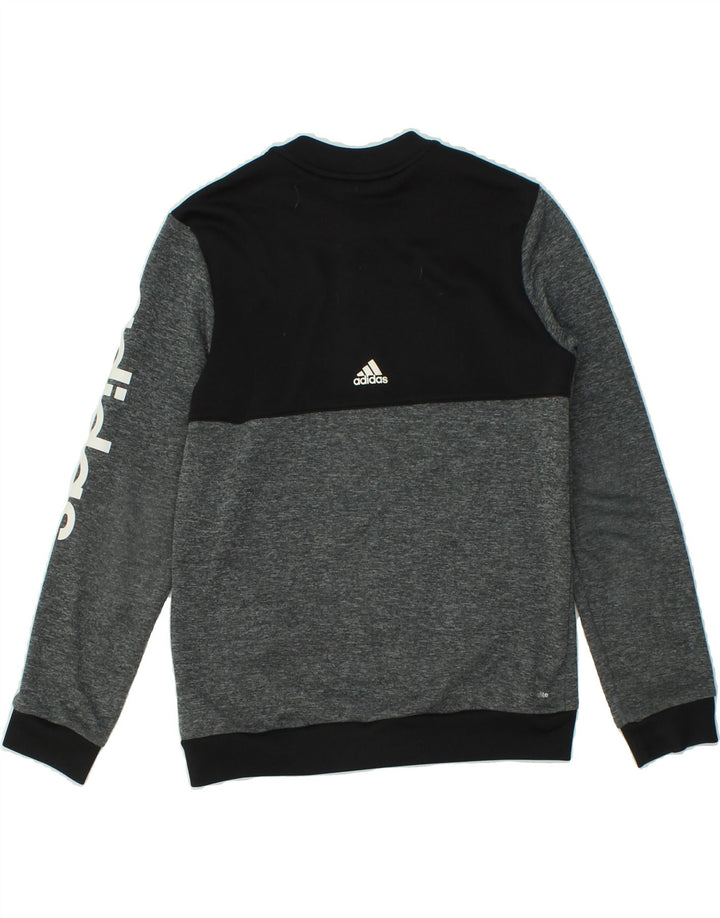 ADIDAS Boys Climalite Graphic Tracksuit Top Jacket 11-12 Years Grey Vintage Adidas and Second-Hand Adidas from Messina Hembry 