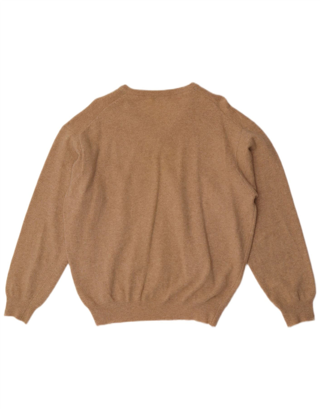 Sisley Mens V-Neck Jumper Sweater Large Brown