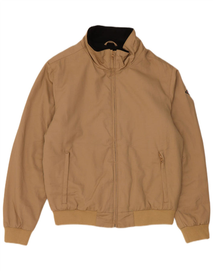 BEAR Mens Bomber Jacket UK 38 Medium Beige Cotton