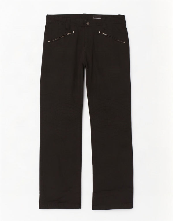 Calvin Klein Mens Bootcut Casual Trousers W33 L34 Black Cotton