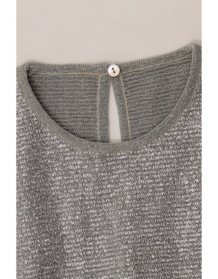 VINTAGE Womens Crop Sleeveless Blouse Top UK 12 Medium Silver Vintage Vintage and Second-Hand Vintage from Messina Hembry 