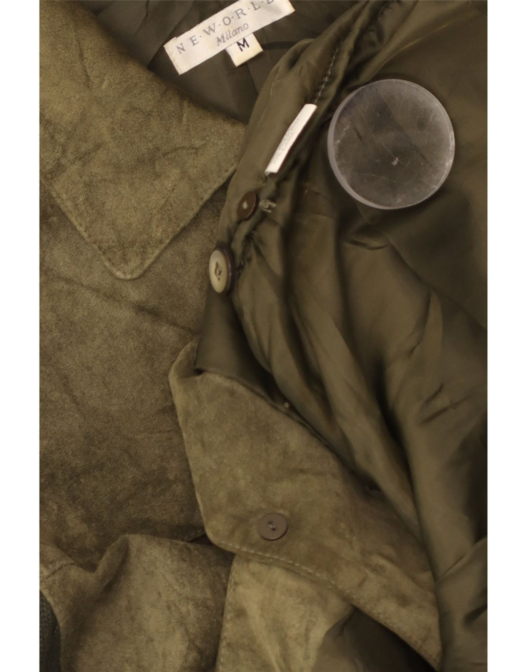 Vintage Womens Knit Suede Jacket UK 14 Medium Green Leather