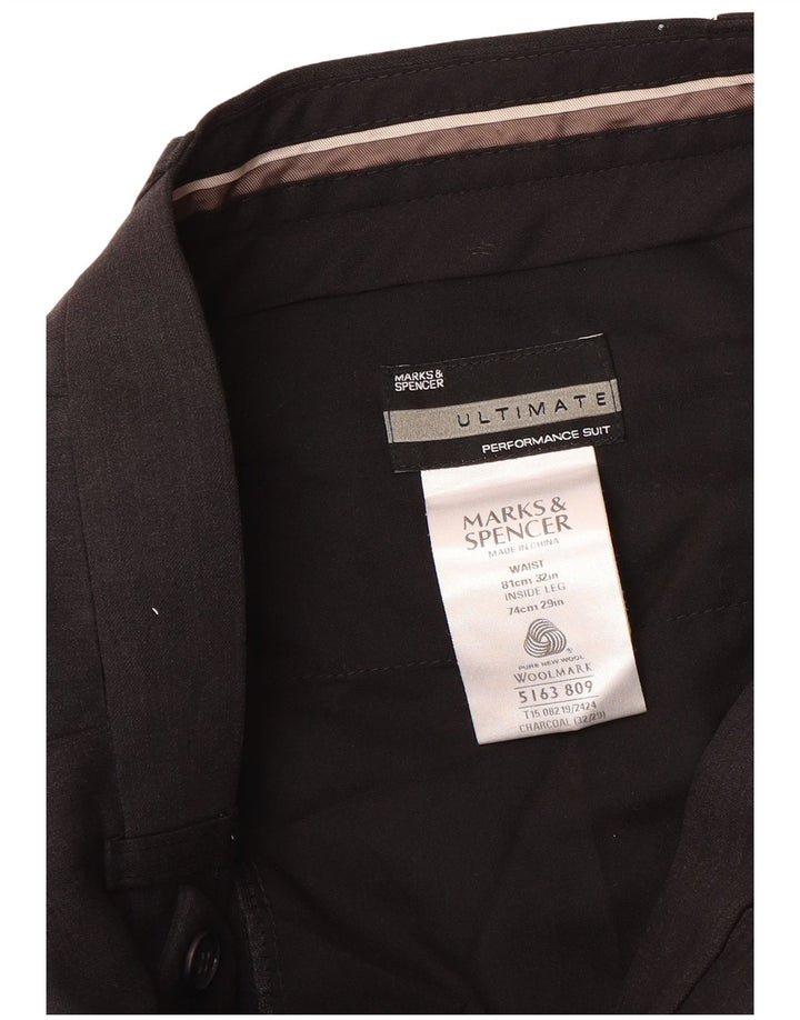 Marks & Spencer Mens Pegged Suit Trousers W32 L29 Brown Wool
