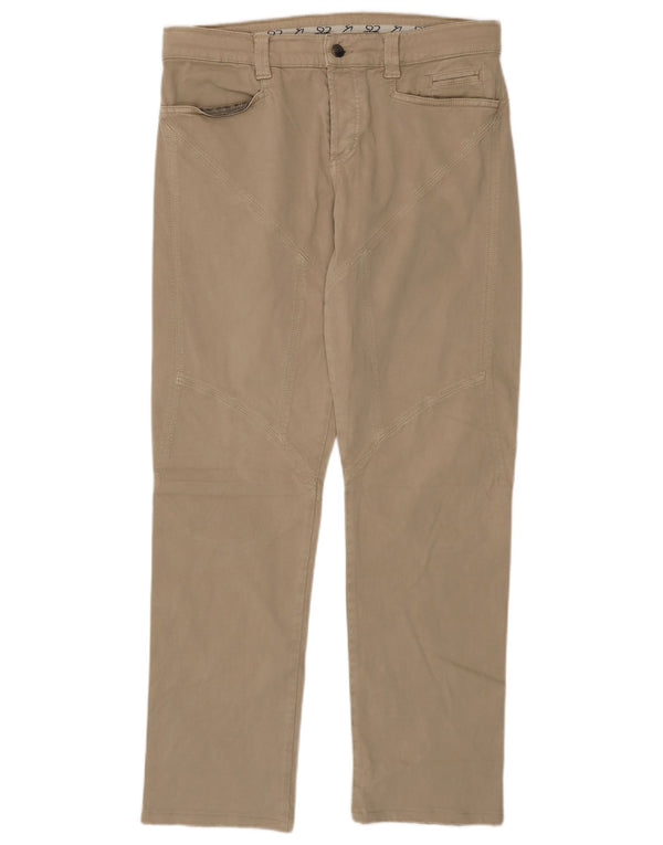 9.2 by Carlo Chionna Mens Straight Casual Trousers W36 L31 Beige Cotton