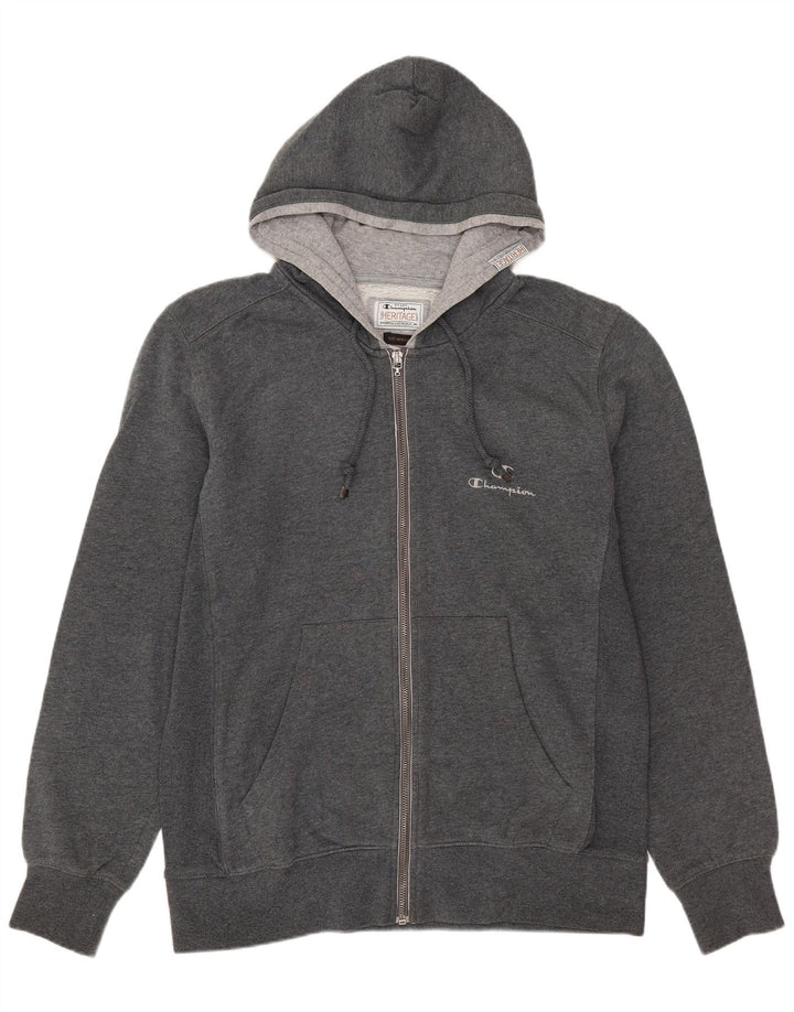 CHAMPION Mens Heritage Zip Hoodie Sweater Medium Grey Cotton