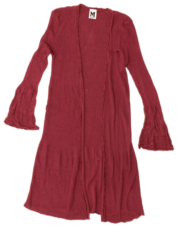 Missoni Womens Longline Open Cardigan Sweater UK 10 Small Burgundy Wool