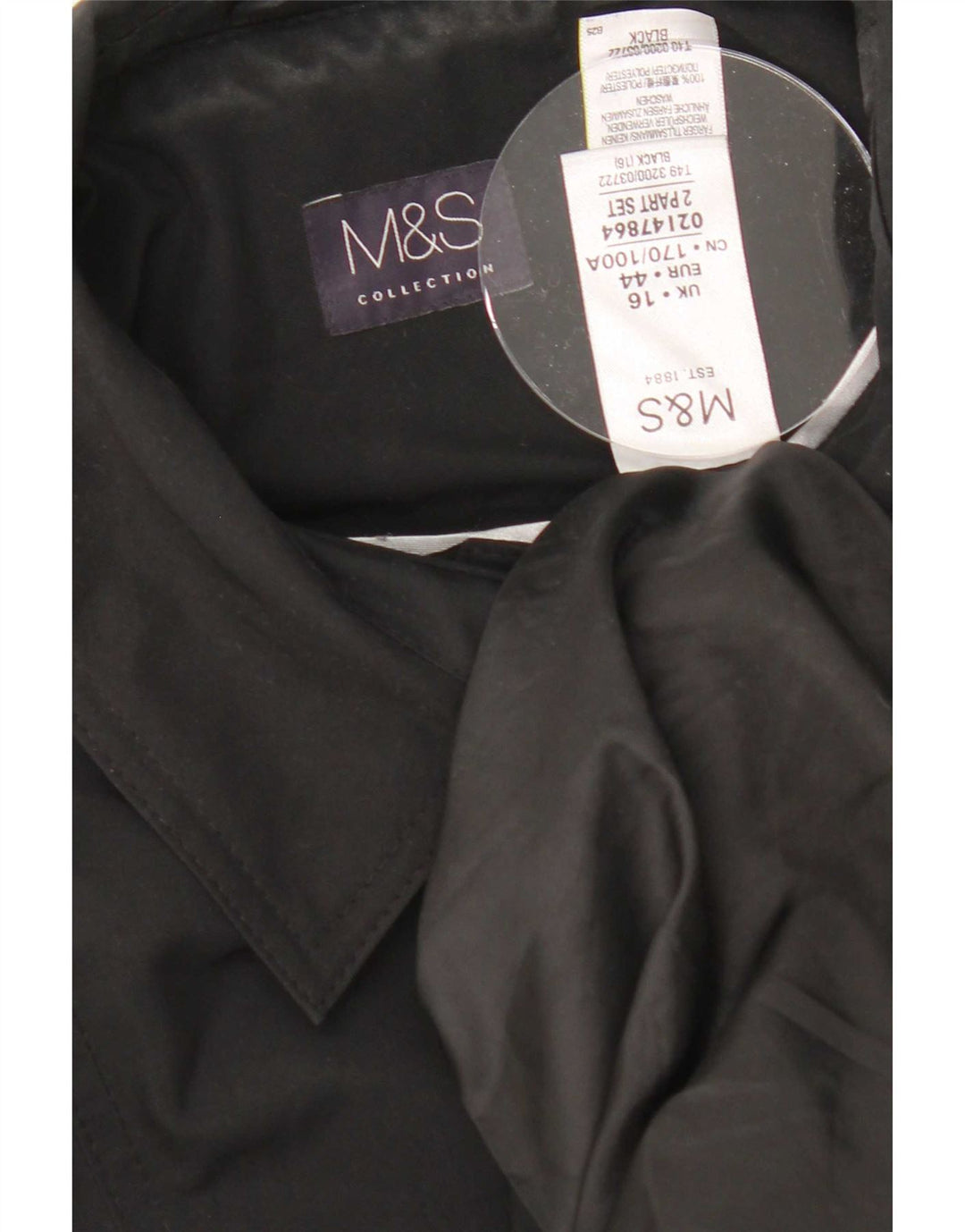 Marks & Spencer Womens Trench Coat UK 16 Large Black Polyester