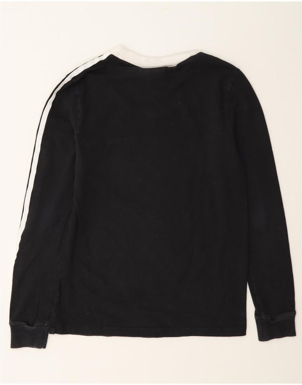 Adidas Womens Top Long Sleeve UK 6 XS Black Colourblock Cotton