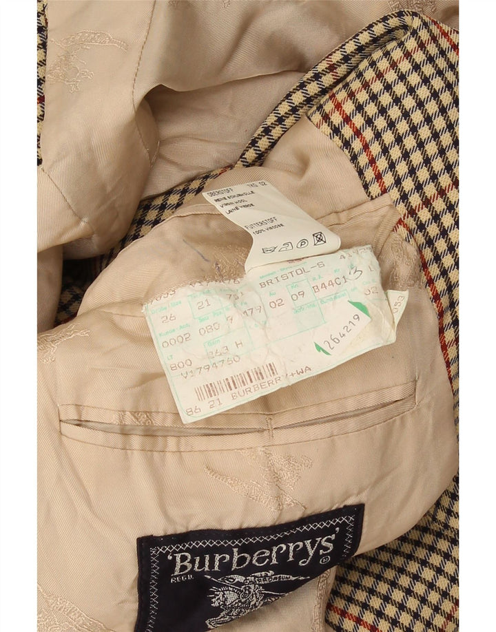 Burberrys Mens 2 Button Blazer Jacket UK 38 Medium Beige Houndstooth