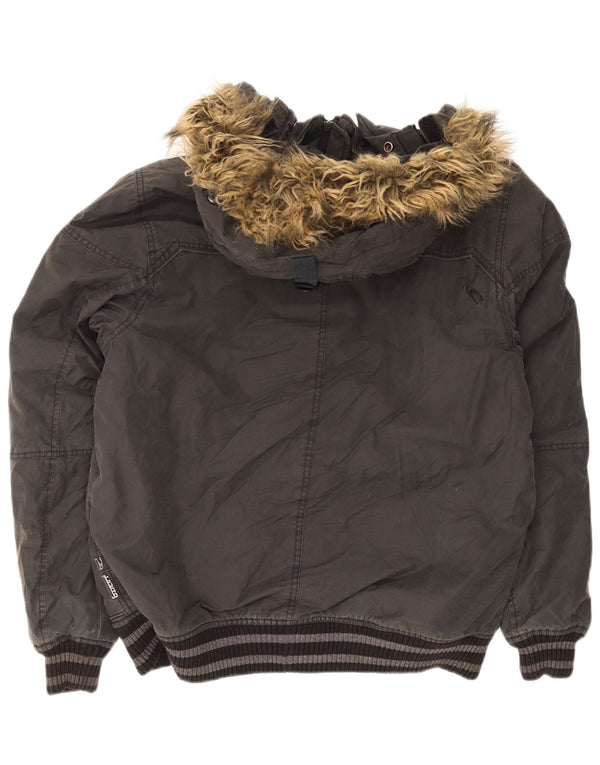 O'Neill Mens Hooded Bomber Racer Jacket UK 40 Large Black Cotton