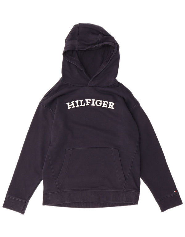 Tommy Hilfiger Boys Graphic Hoodie Jumper 12-13 Years Large Navy Blue