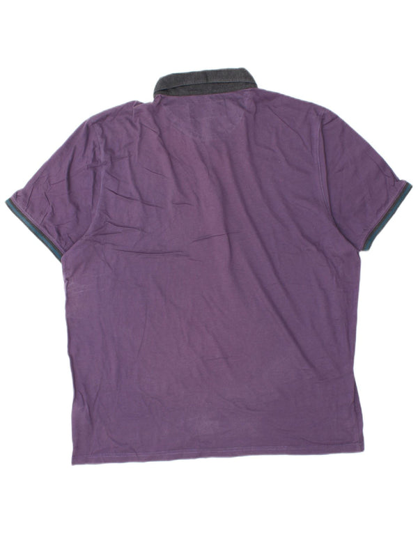 TED BAKER Mens Polo Shirt Size 6 2XL Purple Colourblock Cotton