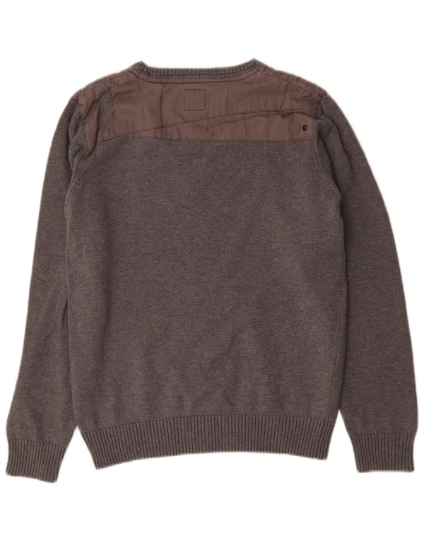 Jack & Jones Mens Military Crew Neck Jumper Sweater Small Grey Colourblock