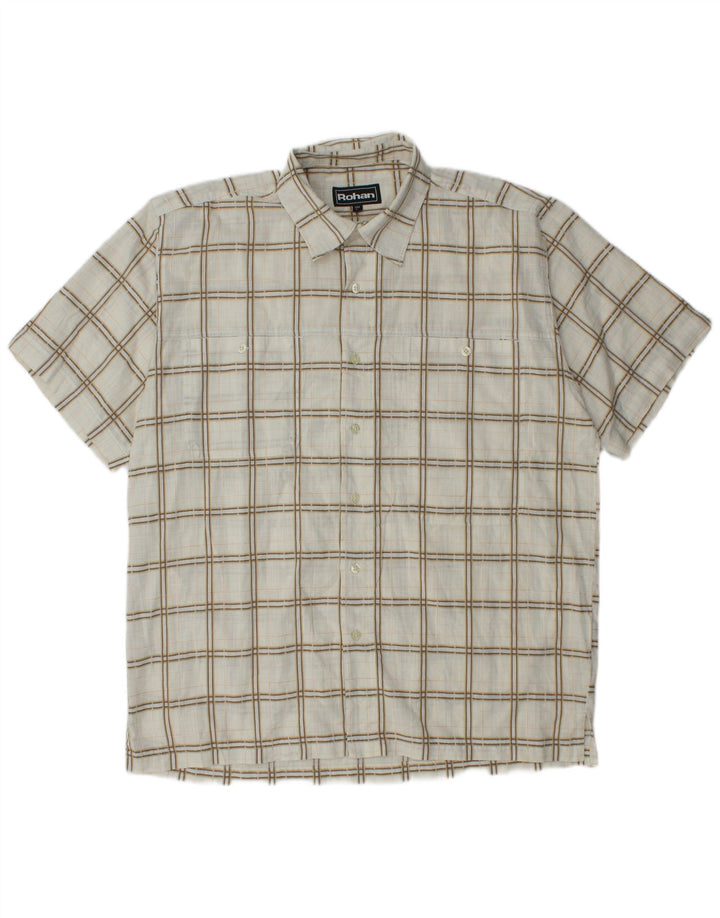 Rohan Mens Short Sleeve Shirt Large Off White Check Polyester