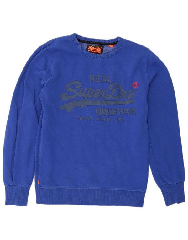 Superdry Mens Graphic Sweatshirt Jumper Medium Blue Cotton