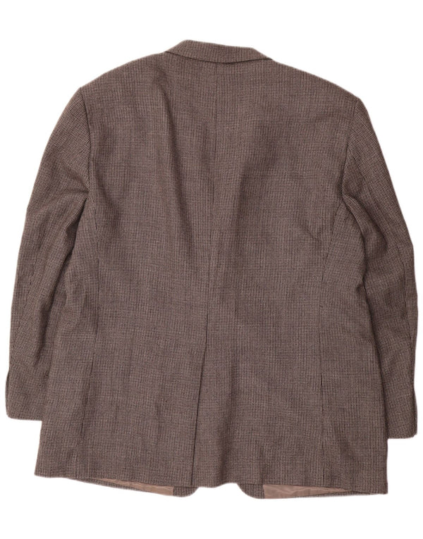 Chaps Mens 2 Button Blazer Jacket Size 48 3XL Grey Houndstooth Wool