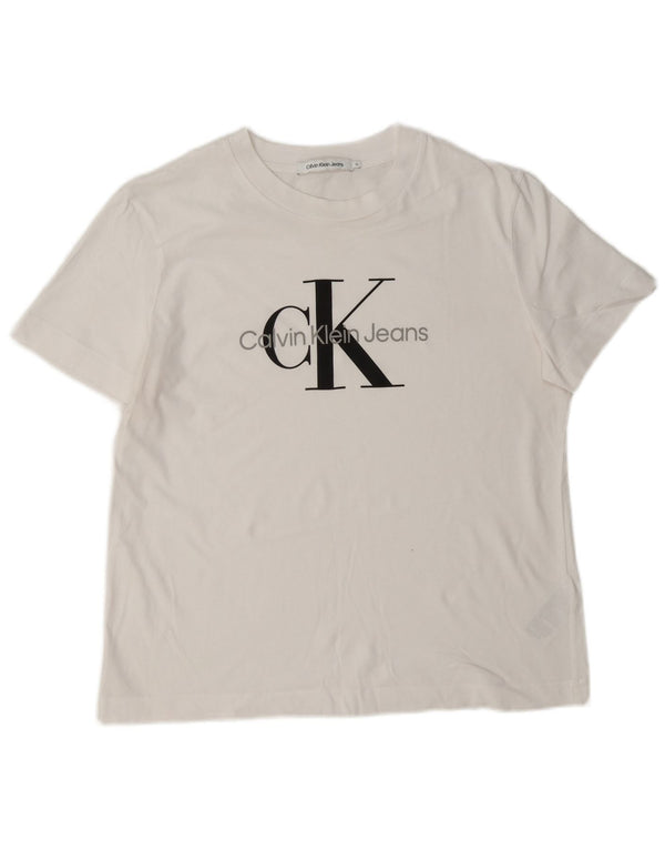 Calvin Klein Jeans Womens Graphic T-Shirt Top UK 18 XL White Cotton