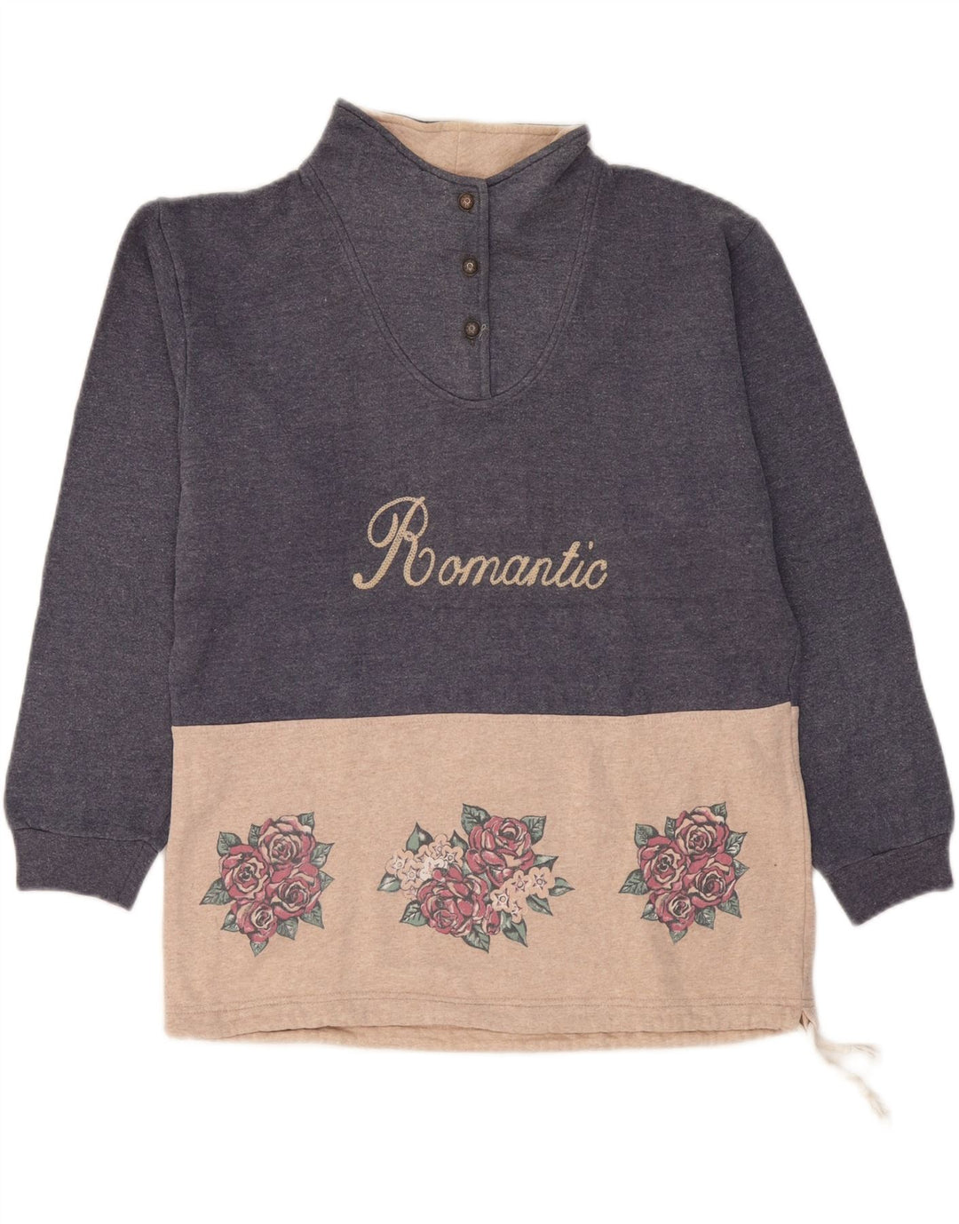 CAMPAGNOLO Womens Graphic Sweatshirt Jumper UK 18 XL Navy Blue Floral