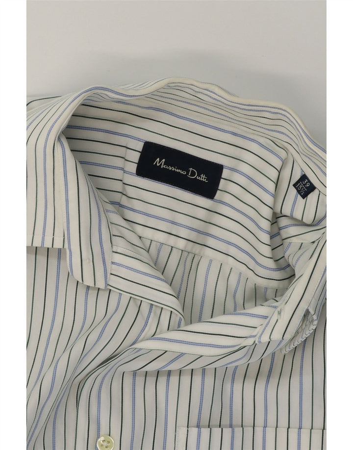 MASSIMO DUTTI Mens Shirt Size 39 15 1/2 Medium White Pinstripe Cotton Vintage Massimo Dutti and Second-Hand Massimo Dutti from Messina Hembry 