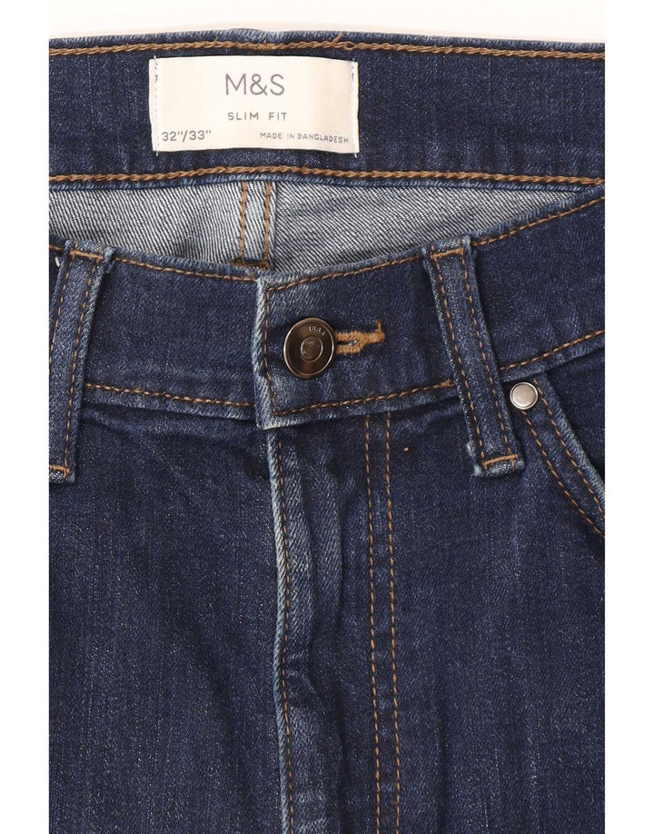 Marks & Spencer Mens Slim Jeans W32 L33 Navy Blue Cotton