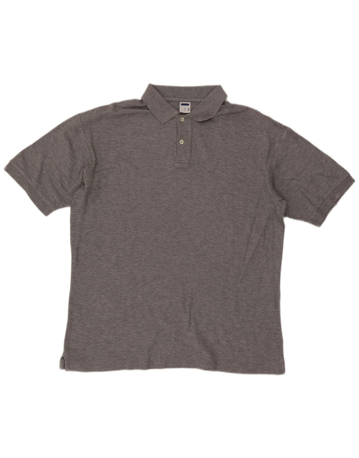 Fila Mens Polo Shirt Medium Grey Flecked Cotton