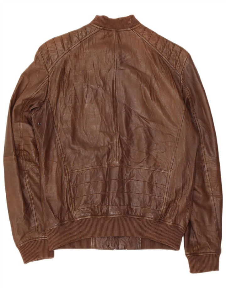 Conbipel Mens Leather Jacket IT 48 Medium Brown Leather