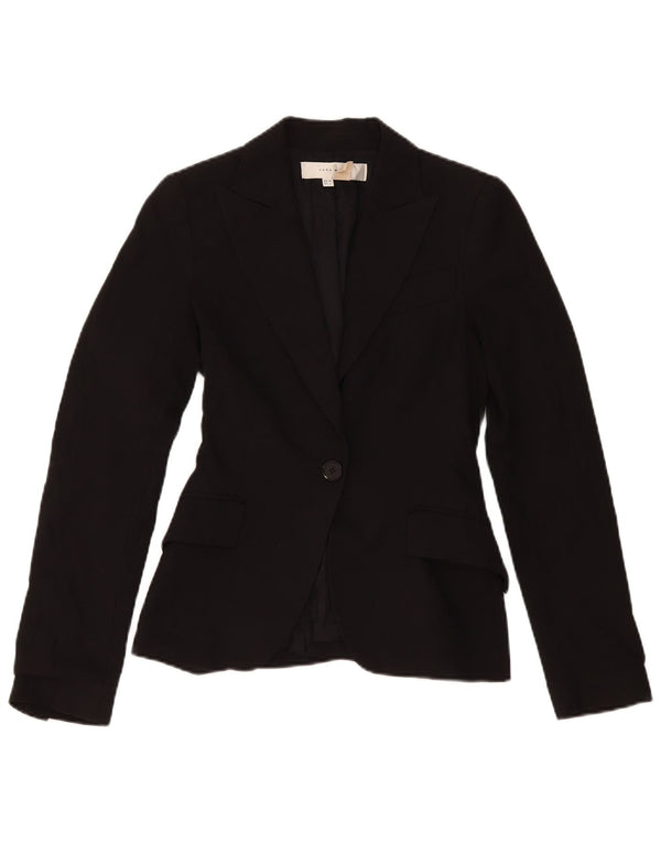 Zara Womens 1 Button Blazer Jacket EU 34 2XS Black Polyester