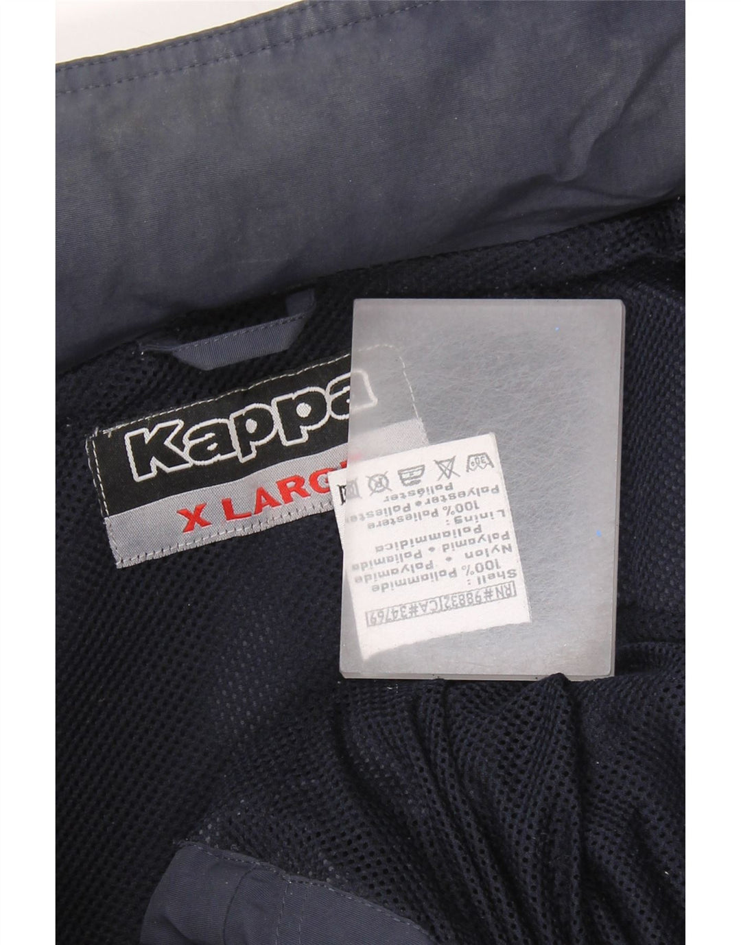 KAPPA Mens Hooded Rain Jacket UK 42 XL Navy Blue Polyamide