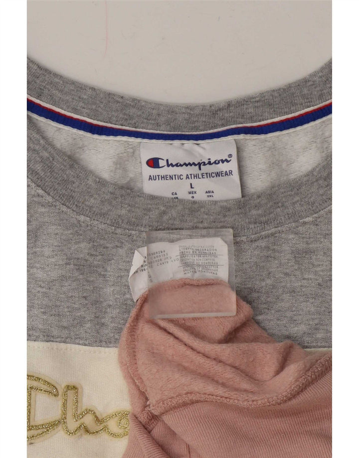 Champion Womens Sweatshirt Jumper UK 16 Large Multicoloured Colourblock