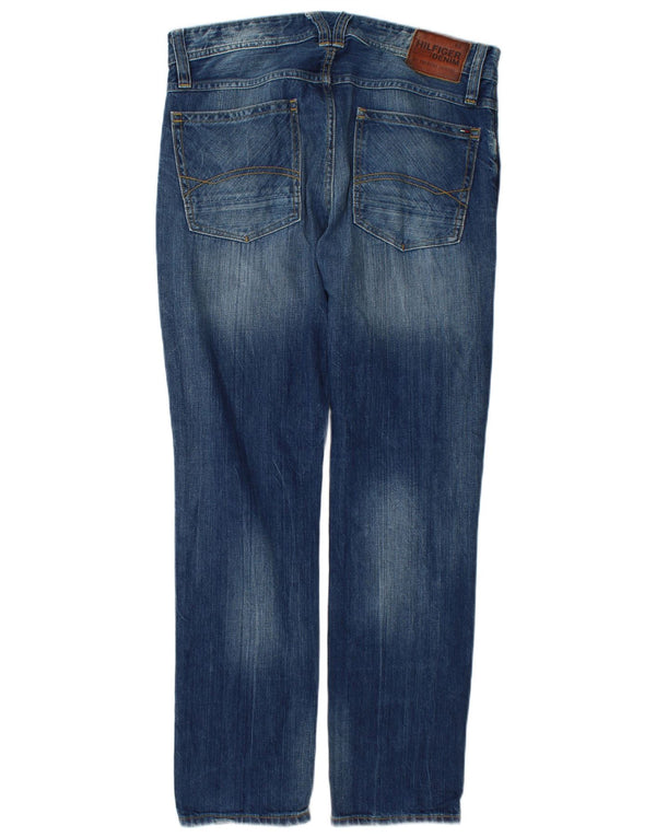 Tommy Hilfiger Mens Distressed Straight Jeans W34 L32 Blue Cotton