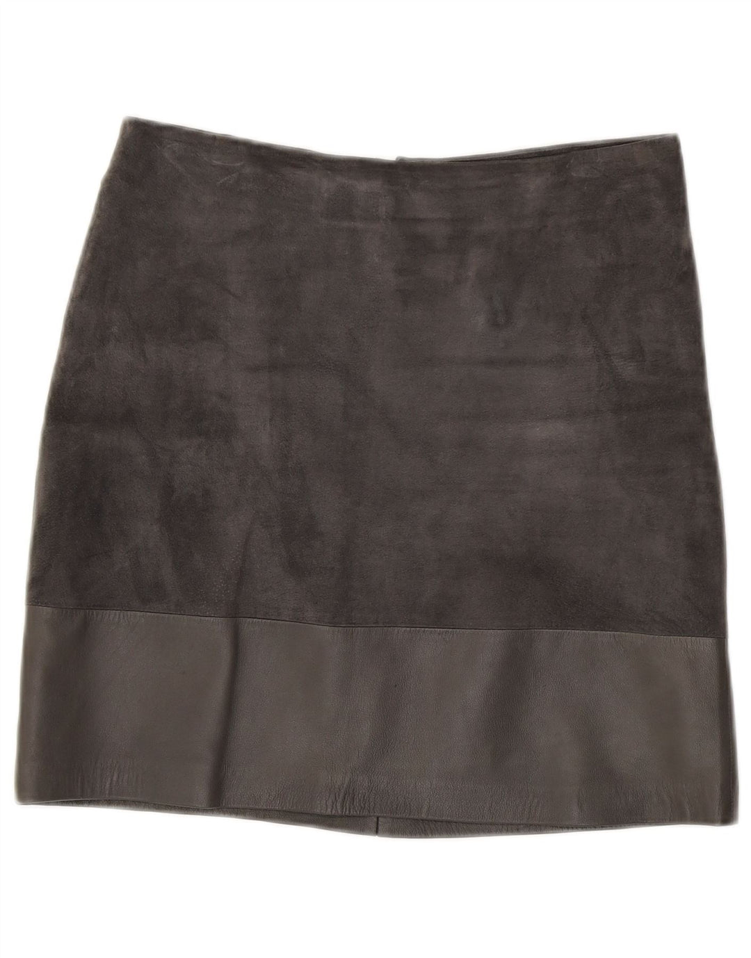 HALLHUBER Womens Suede Skirt EU 38 Medium W32  Grey Leather
