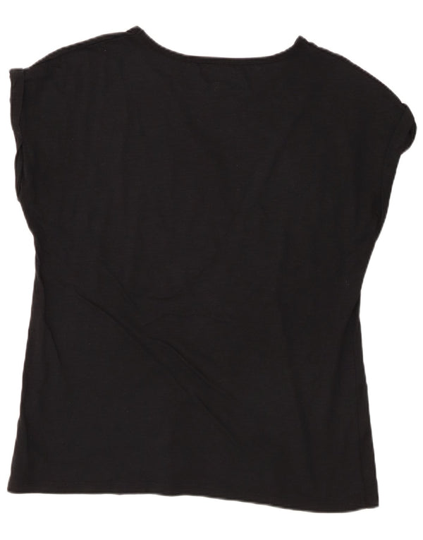 Guru Womens Graphic T-Shirt Top UK 18 XL Black Cotton