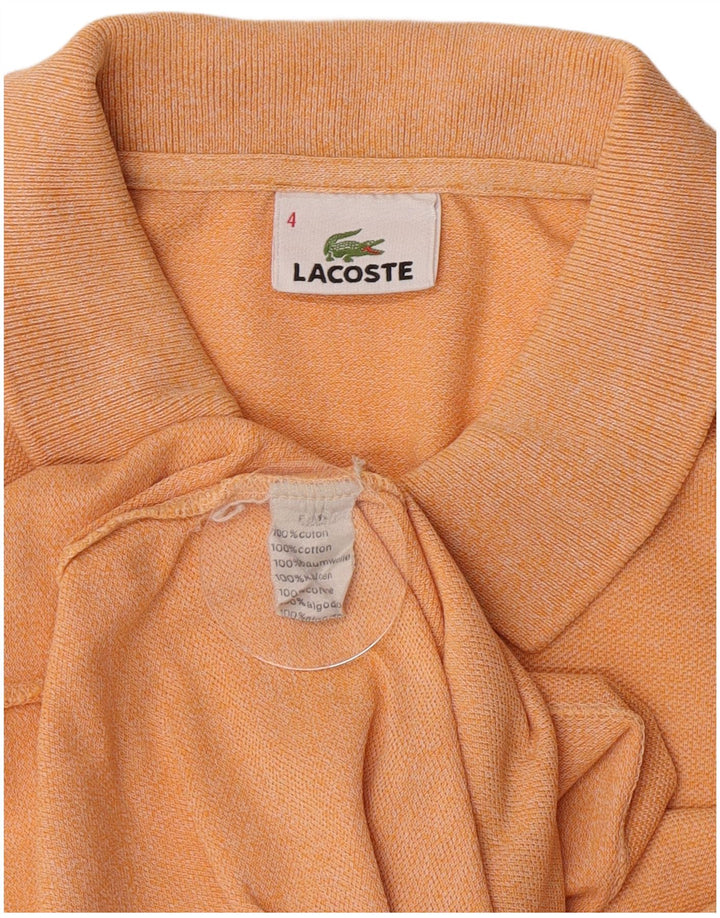 Lacoste Mens Polo Shirt Size 4 Medium Orange Colourblock Cotton