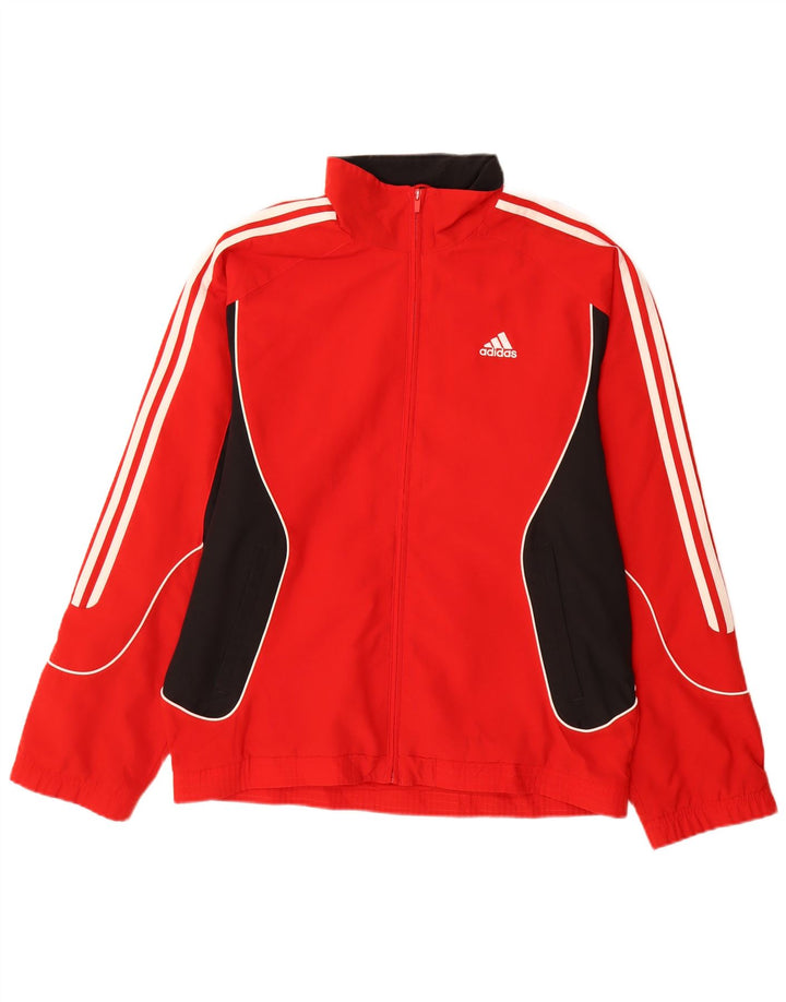 Adidas Mens Tracksuit Top Jacket UK 36/38 Small Red Colourblock Polyester